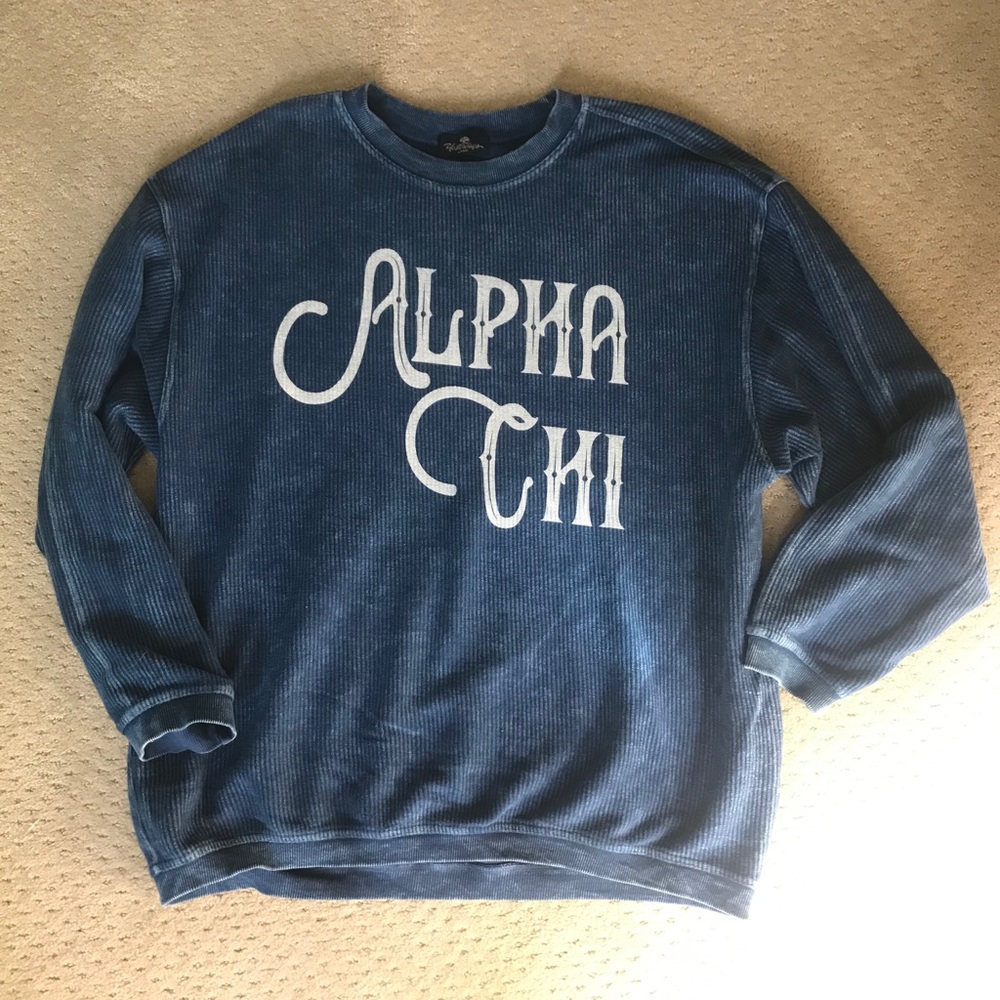 Alpha Chi Omega Blue Corded Sweatshirt